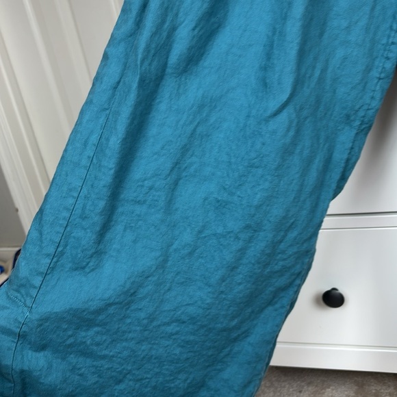 Athleta Playa Linen Wide Crop Teal Pants - Size 10 - Picture 3 of 10